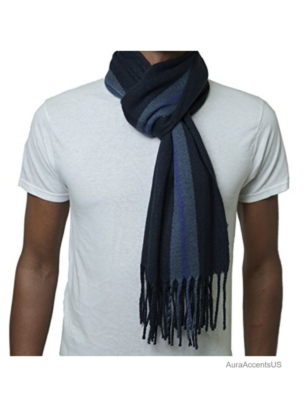 Mens Soft Knit Winter Scarf Long Warm Stylish Fringe Acrylic Neck Covering